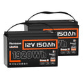 12V 150Ah LiFePO4 Lithium Battery BCI Group31 Bluetooth 2Pack,Built-in 110A BMS, Deep Cycle Battery for Solar, RV, Marine, Off-Grid Applications - 15000+ Life Cycles, Safe & Lightweight