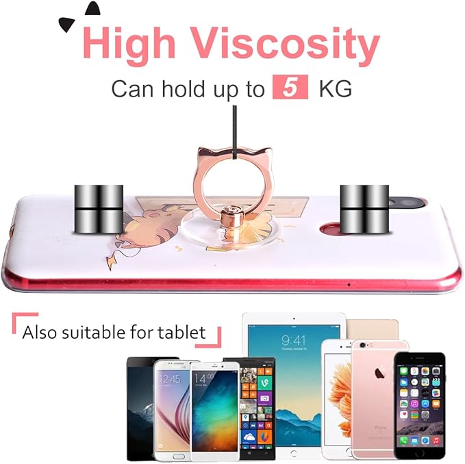 Cat Phone Ring Holder - EI Sonador Clear Cell Phone Ring Holder Transparent Stand Finger Grip (2 Black Cat)