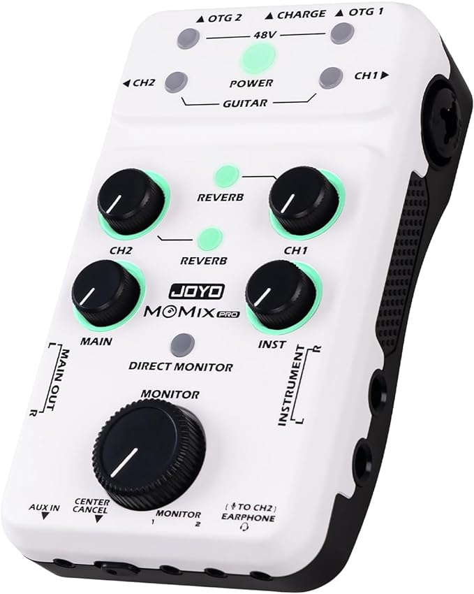 JOYO Audio Mixer USB Audio Interface Stereo XLR+48V Phantom Power Mixer for Live Streaming Recording Podcasting Plug & Play (MOMIX PRO)