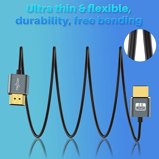 Twozoh Slim 4K HDMI Cable 1.6FT 10 Pack, Ultra Thin & Flexible Skinny HDMI to HDMI 2.0 Cord Support 4K/60HZ 18gbps Laptop, Monitor, PS5, PS4, Xbox One, Fire TV