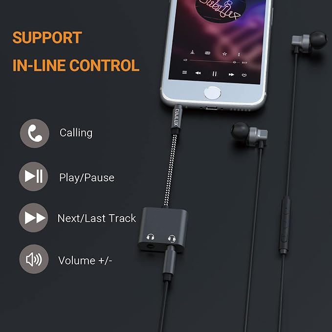 Cubilux 3.5mm to Double Audio Jack Headphone Sharing Splitter Compatible with MacBook iPad iPod, Smartphone, Computer, Laptop, Tablet, MP3, 2-Way 3.5 mm Earphone Ports Adapter, Dual Headsets Connector