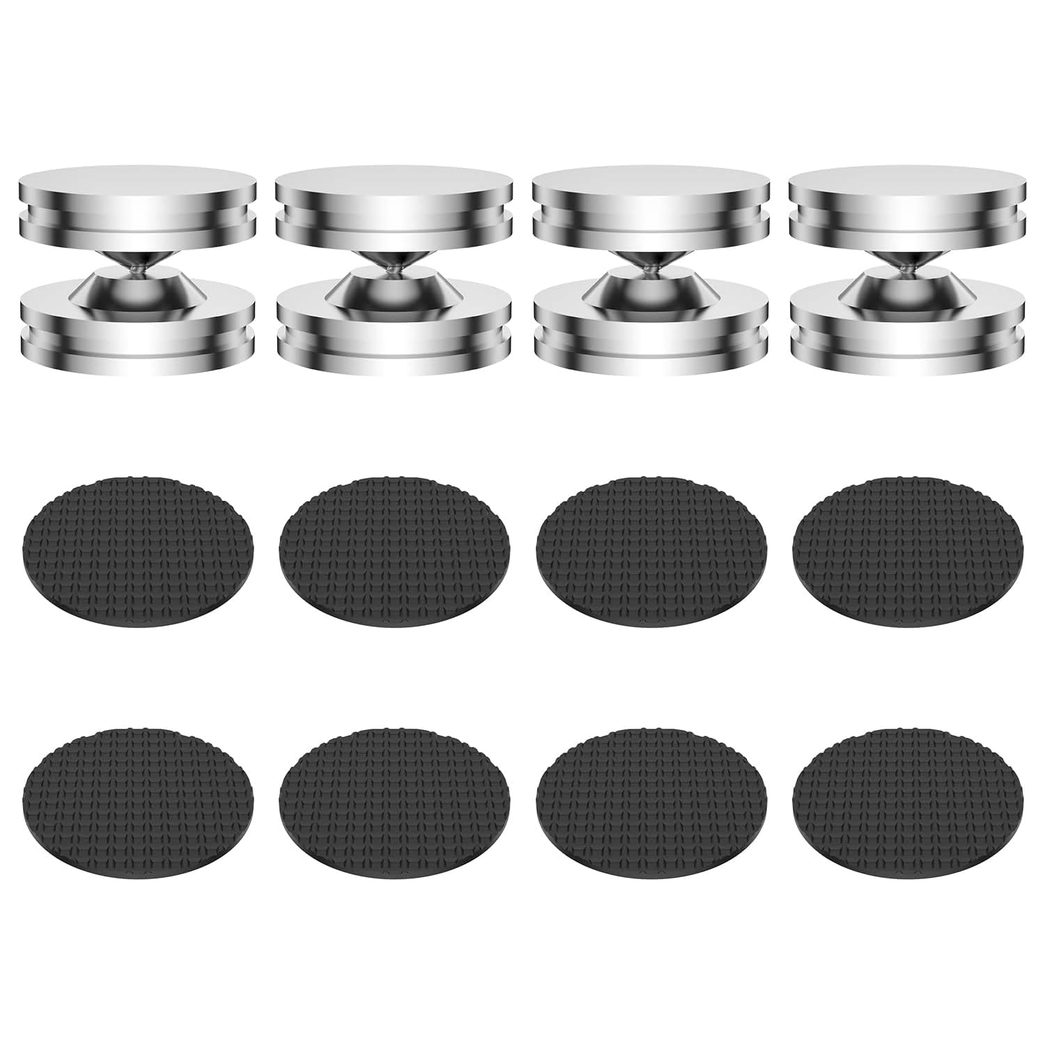 Audiocrast 4X HiFi Speaker Spikes, Isolation Stand Feet Pad, Stainless Steel Shock Absorber Vibration Dampener with Non-Slip Mats for Audio Speaker Subwoofer CD DVD Amplifier Turntable DAC