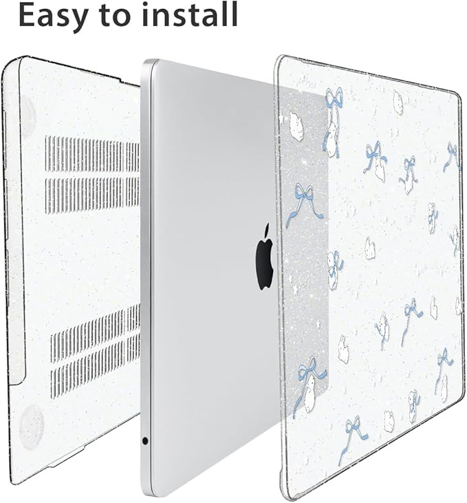 for 2025 2024 2023 2022 MacBook Air 13 inch Case M4 A3240 M3 A3113 M2 A2681 with Touch ID& 13.6" Liquid Retina Display, Plastic Hard Shell&Keyboard Cover&Screen Film&Webcam Cover, Bunny-B