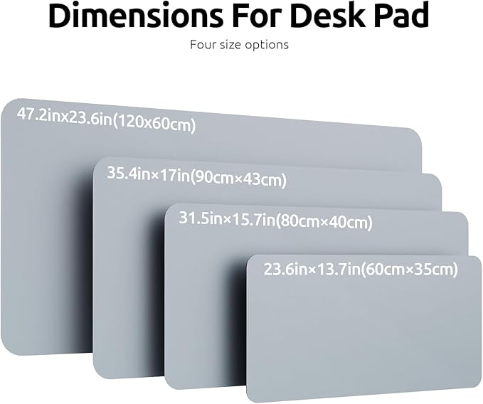 YSAGi Leather Desk Protector, Office Mat, Large Mouse Mat, Non-Slip PU Leather Blotter, Laptop Desk Mat, Waterproof Writing Pad for Office and Home (Light Grey, 35.4" x 17")