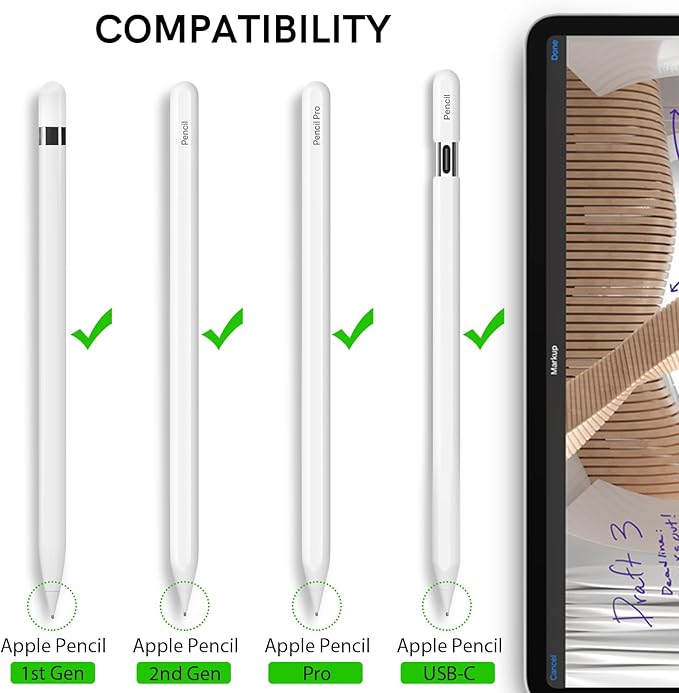 Delidigi 5 Pack Replacement Tips Compatible with Apple Pencil Pro/2nd Generation/1st Gen/USB C, Wear-Resistant iPencil Nibs Accessories Fine Point Precise Control Pen Like Tips