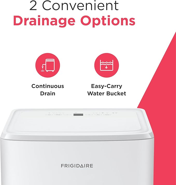 Frigidaire 50-Pint Portable Dehumidifier with Wi-Fi and Energy Star Certification for Medium/Large Rooms & Basements, Custom Humidity Control, Auto Shut Off, White