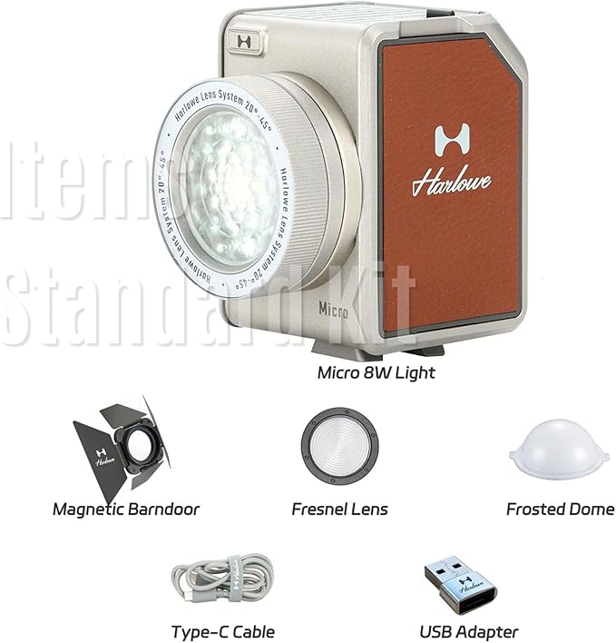 Harlowe Micro Portable Led Light for Camera 8W Bi-Color 2700K-6500K CRI/TLCI 96+ Small Camera Lighting Kit Mini Cube Fill Light for Photography and Video Recording Micro Standard Kit