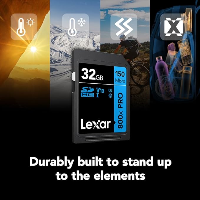 Lexar 32GB (3-Pack) High-Performance 800x PRO SD Card, UHS-I, C10, U1, V10, 4K, Up to 150MB/s Read Memory Card, for Point-and-Shoot & Mid-Range DSLR Cameras, HD Camcorders (LSD0800P032G-B3NNU)