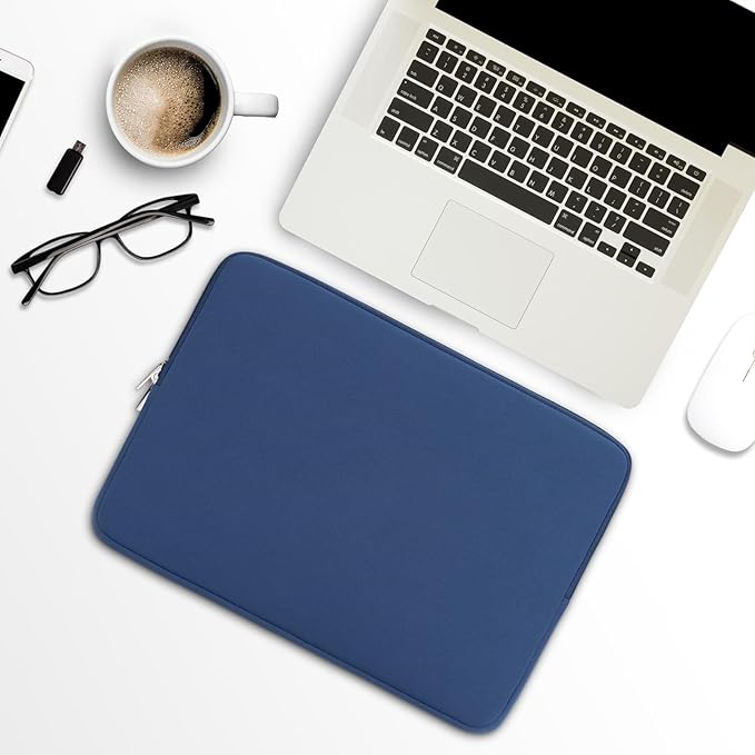 RAINYEAR Laptop Sleeve Case Compatible with 13.3 Inch Notebook Computer Tablet Chromebook 14" MacBook Pro M1 M2 M3 M4 Pro/Max Soft Cover Protective Case Carrying Bag (Navy Blue, Upgraded Version)