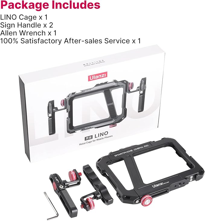 ULANZI Smartphone Video Rig with Handle, LINO Filmmaking Case Aluminum Alloy Phone Video Stabilizer Grip Tripod Mount for Video Maker Videographer with Cold Shoe for iPhone 16 15 Mini Pro Max 8 Plus