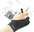 HUION Artist Drawing Glove for Drawing Tablet, Paper Sketching, Art Glove with Two Finger for Right Hand and Left Hand, Reduces Friction, Elastic Lycra, Large Size