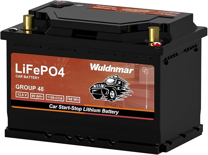 LiFePO4 Lithium Start-Stop Car Battery - 12V 60Ah, Fast Charging, Reliable Power for Modern Vehicles