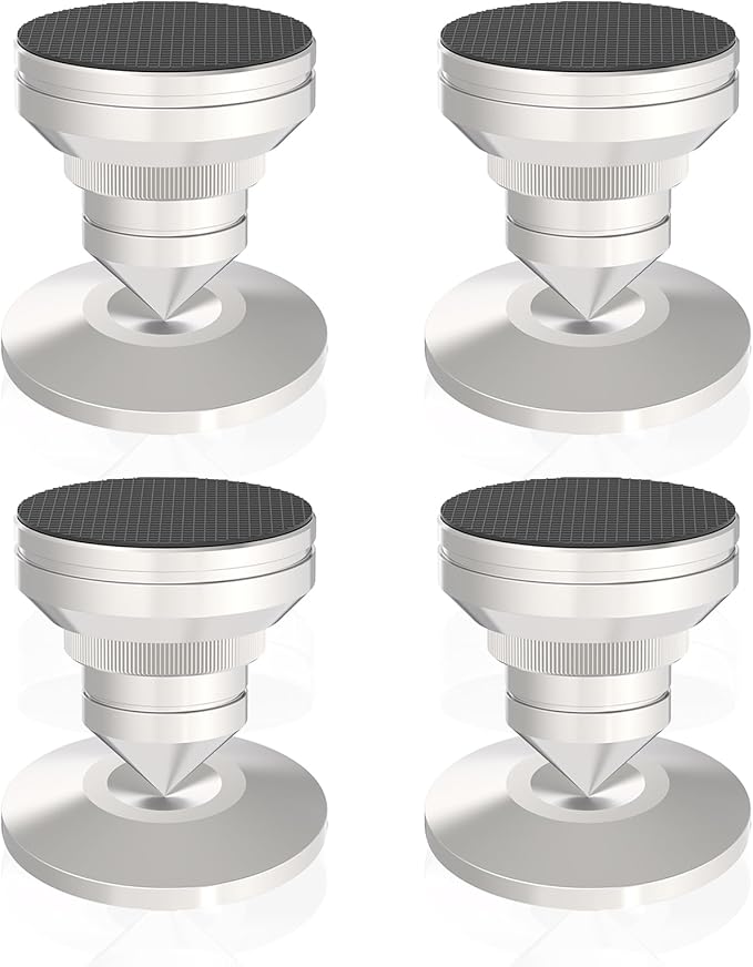 Preffair Adjustable Turntable Feet Stainless Steel Speaker Vibration Isolation Spikes&Pads Subwoofer Floor Protector Shoes Mats Amplifier Vinyl Record Player Shock Absorber Base 4 Sets