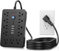 JouleLoom 15 FT Flat Plug Surge Protector Power Strip,11 Multiple AC Outlets with 6 USB Ports (2 USB C), 15 Feet Extension Cord, 1250W/10A, One Touch Switch Button, 17 in 1 Compact powerstrip