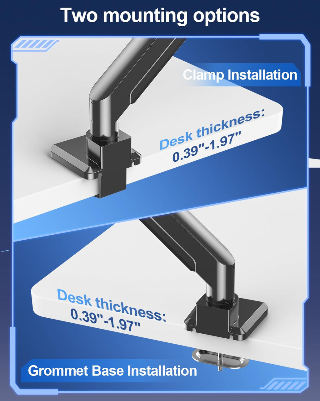 MOUNT PRO Heavy Duty Monitor Arm for Max 49 Inch Ultrawide Screens up to 44 lbs, Aluminum Premium Single Monitor Mount for Samsung Odyssey G9 and More, Adjustable Display Desk Stand, VESA 100x100mm