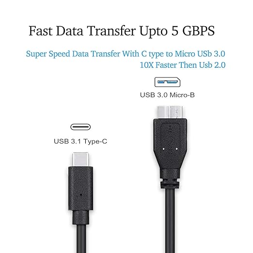 Master Cables USB C to Micro B Cable 0.5 Metre USB C Hard Drive Cable Compatible with Toshiba Canvio Seagate WD Element External Hard Drives SSD HDD Galaxy S5 Camera Tablets Phones etc.