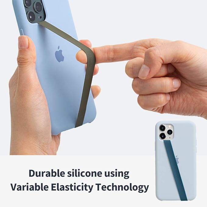 Sinjimoru Stretchable Silicone Phone Strap, Flexible and Elastic Grip Holder for iPhone & Android, Secure Phone Loops Finger Grip with Wireless Charging Support Sinji Loop White