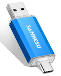 SANKESU 256GB USB C Flash Drive 2 in 1 Thumb Drive 3.0 USB-A & Type-C Dual OTG Photo Storage Memory Stick Compatible with Android Phone,PC, Laptop,Smartphone,Tablet(Blue)