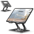 Orlian Tablet Stand Holder with Thickened 360°Rotating Base Dual Rod Adjustable 5.8-12.9”Aluminum Stand