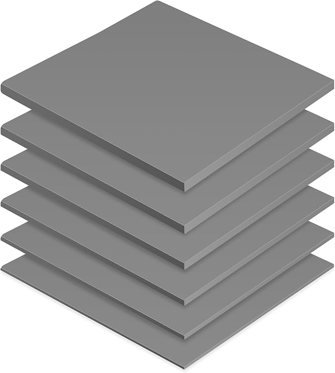 Frienda 6 Pcs Thermal Pad 100 x 100 mm, 0.5 mm, 1 mm, 1.5 mm, 2 mm, 2.5 mm, 3 mm Heat Resistant Conductive Silicone Thermal Pads Conductivity 6.0 W/M for Laptop Heatsink CPU GPU LED Cooler(Gray)