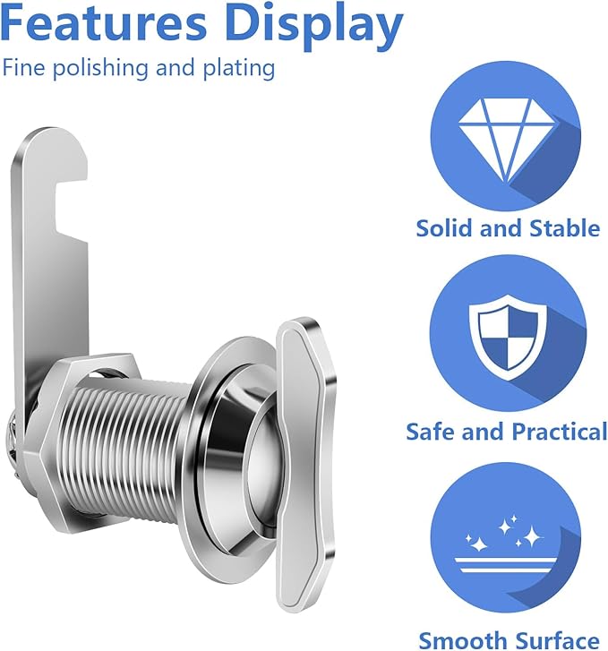 Thumb Operated Offset Cam Lock, 1" Cylinder Fits on 0.7" Max Door Thickness, Non-Locking Replacement Lock for RV Compartment Camper Storage, Cabinets, Drawers (1 Inch 6Pack)
