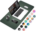 YSAGi Desk Pad, Desk Mat, Dual-Sided Desk Pad, 31.5" x 15.7" Laptop Leather Desk Pad Protector, Desk Blotter for Keyboard and Mouse, Waterproof Desk Writing Pad for Office(Dark Green+Dark Blue)
