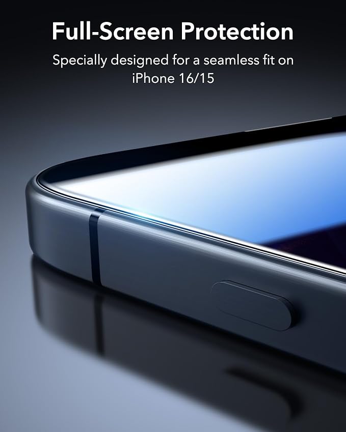 ESR 3 Pack for iPhone 16 / iPhone 15 Privacy Screen Protector, Anti-spy Tempered-Glass Privacy Screen Protector with Flawless Fit Tray, Micro-curved Edges, Case Friendly