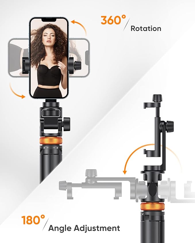 EUCOS 62" Phone Tripod, Tripod for iPhone & Selfie Stick Tripod with Remote, Extendable Phone Tripod Stand & Travel Tripod, Solidest Cell Phone Tripod Compatible with iPhone/Android
