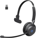 Bluetooth Headphones Wireless Headset with Mic for Work-V5.3 Computer Headsets with Noise Reduction Microphone, 2.4Ghz USB Dongle & Mute Button for PC, Laptop, Office, Home