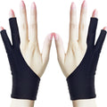 TIMEBETTER Drawing Glove, Artist Glove for Drawing Tablet, iPad, Digital Art Creation - Palm Rejection, Exposed Fingertip, Suitable for Left and Right Hand - L, Pack of 2
