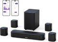 ULTIMEA 7.1ch Virtual Surround Sound Bar, Sound Bar for Smart TV with 4 Surround Speakers, Peak Power 330W, Surround Sound System for TV, App Control, TV Soundbar with Subwoofer, Opt/AUX/BT, Aura A40