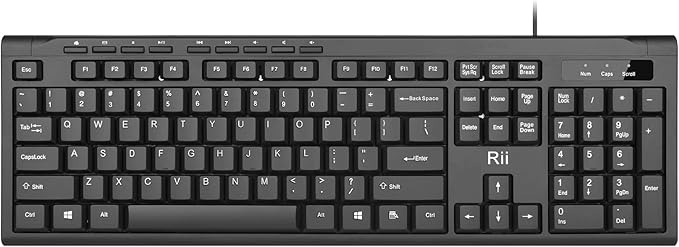 Rii RK907 Ultra-Slim Compact USB Wired Keyboard for Mac and PC,Windows 10/8 / 7 / Vista/XP (Black) (10PCS)