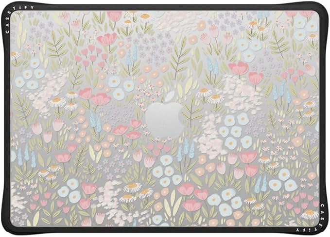 CASETiFY Impact MacBook Air 13.6" (M2-M4) Case [Cushioned Impact Corners/Scratch-Resistant/Anti-Slip Grip] - Eleanor - Clear Black