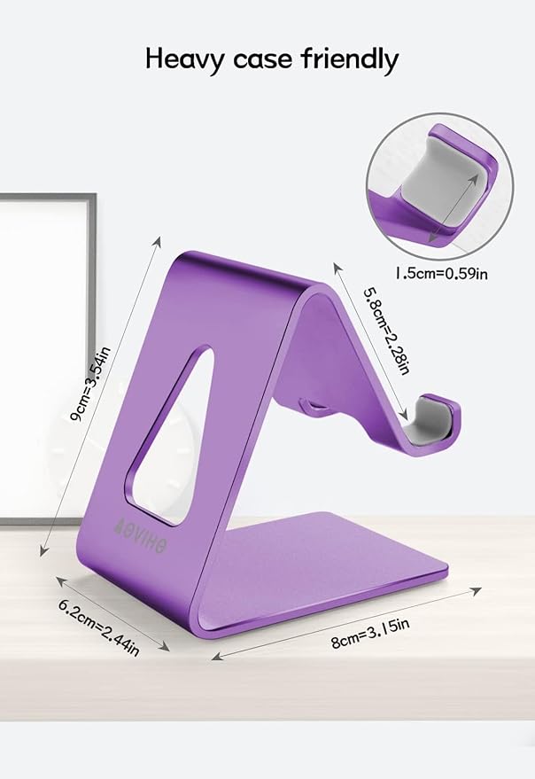 Cell Phone Stand, Phone Holder for Desk, Aluminum Desktop Phone Dock for iPhone 15 14 13 12 pro 11 X Xs max 8 7 6 6s Plus SE Samsung All Smart Phones,Purple