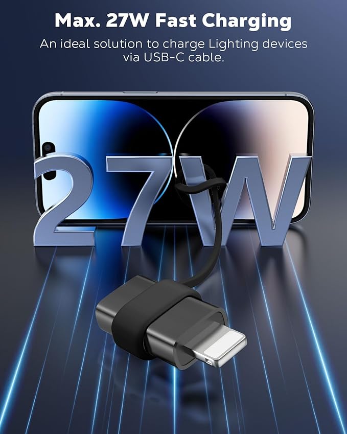 MoKo USB C to Lightning Adapter 4 Pack, Not for Audio/OTG, Lightning Male to USB C Female Adapter for iPhone 14/13/12/11/X Series, iPad/AirPods, Charging & Data Sync, with Anti-Lost Loop, Black