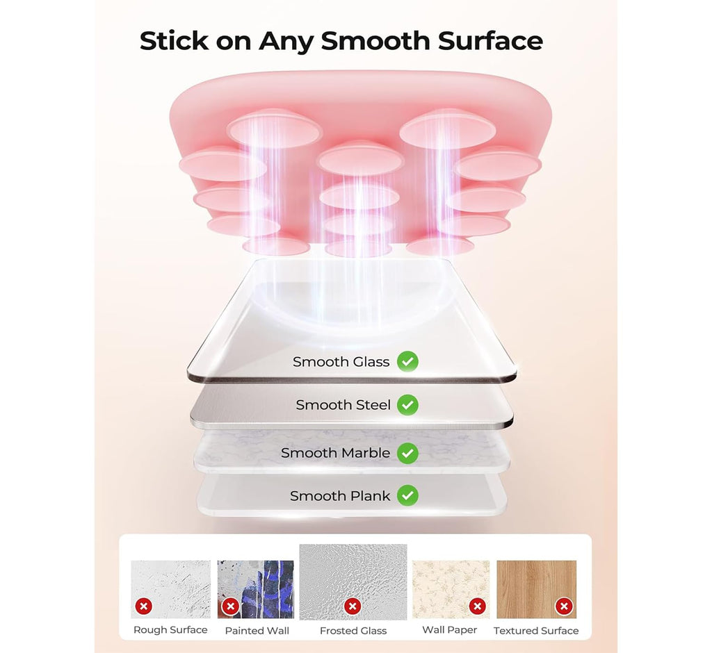 Magnetic Phone Suction Grip, Shower Phone Holder for MagSafe, Octo Phone Sticky Buddy Suction Grip for iPhone 16 15 14 13 12, Birthday Christmas for Women Pink