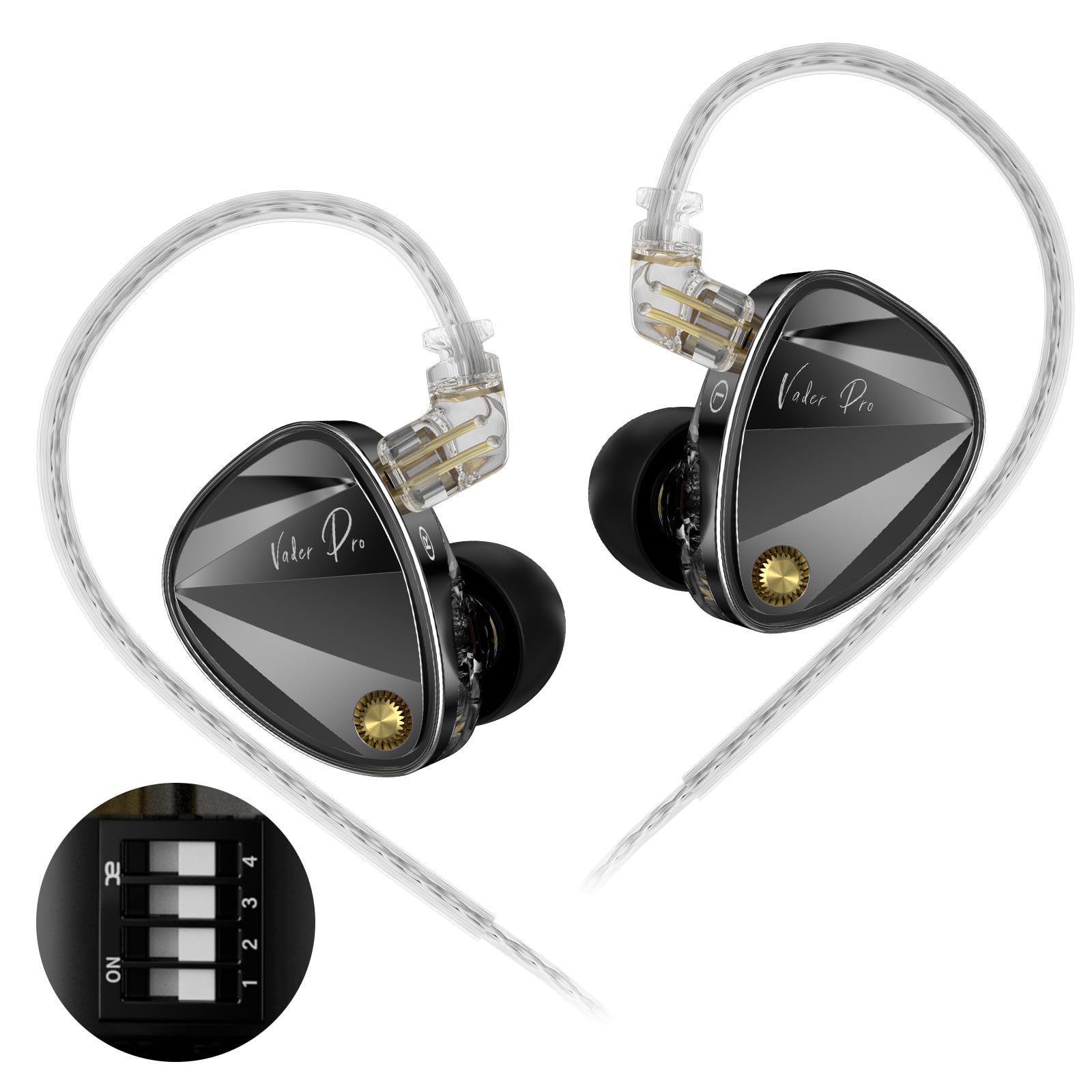 KZ Vader Pro in-Ear Monitors Gaming Earbuds, Triple Dynamic Driver IEM with 4 Tuning Switches, Clarity in All Frequency Stereo Sound Comfortable Noise Isolating Earphones for Stage and Studio (Nomic)