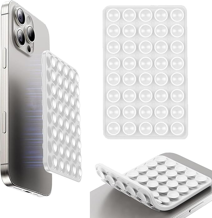 Double Sided Octo Buddy Suction Cup Phone Mount - Silicone Sticky Phone Grip with Higher Suction Power for Effortless Hands-Free Selfies & Videos, Octo Buddies Suction Phone case Suction Grip （White）
