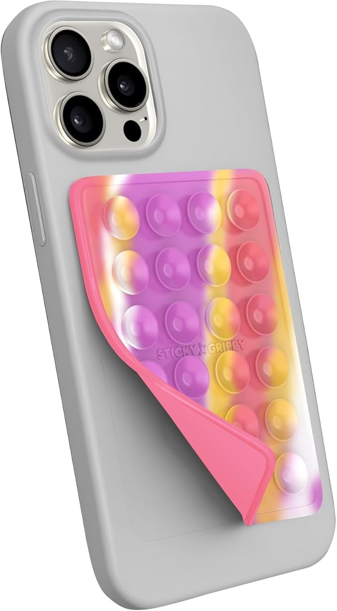 Suction Phone Case Mount, Sillicon Adhesive Phone Accessory for iPhone and Android, Hands-Free Fidget Toy Mirror Shower Phone Holder, Tiktok Videos and Selfies (Orange Planet)