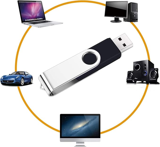 5 Pack 128GB USB Flash Drive with Type C Adapter and Storage Box USB 2.0 High Speed Metal Pen Drive 360° Rotatable Storage Memory Stick for Phone/Pad/PC/Laptop/Android - Black(5-Pack 128GB)