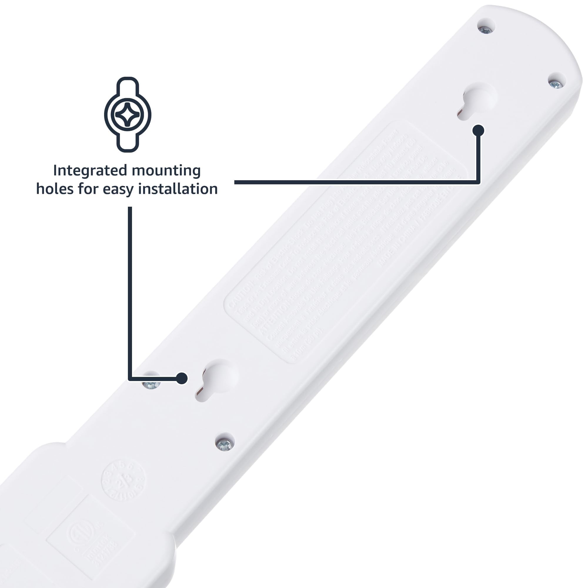Amazon Basics Surge Protector Power Strip, 6-Outlet with 200J Protection, Circuit Breaker, LED Indicator, On/Off Switch, Wall-Mounting, 2ft Extension Cord, White, 2-Pack