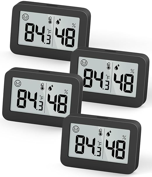 DOOMAY Mini Hygrometer Indoor Thermometer, Humidity Gauge with ℃/℉ Switch, Humidity Meter Digital Temperature Monitor for Greenhouse Babyroom Cellar Reptile Incubator Closet (4)