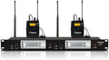 UHF Dual Wireless in-Ear Monitor System with Earphone, Metal Wireless IEM System, Sturdy Bodypack Receiver, 80 Adjustable Frequencies,164ft Range, Ideal for Stage & Studio (2 Bodypack)