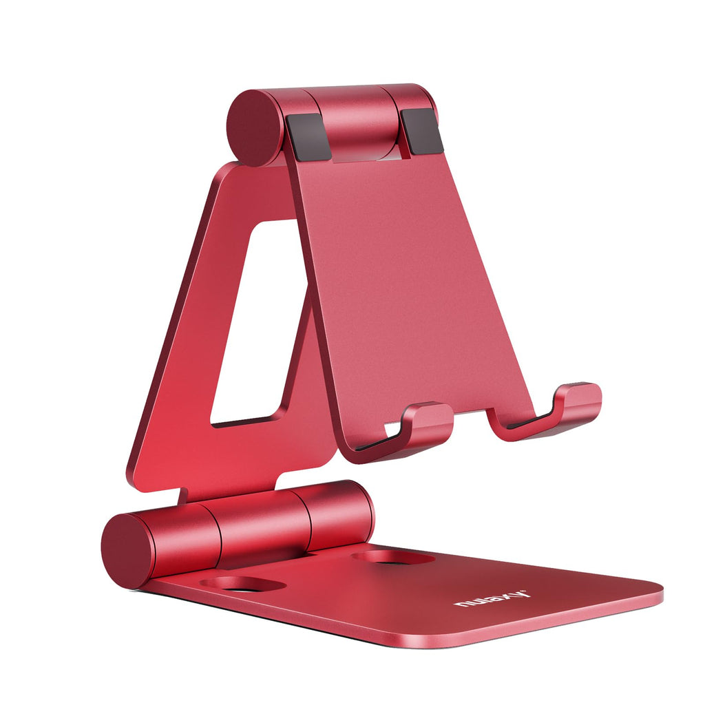 Nulaxy Full Aluminum Dual Folding Cell Phone Stand for Desk, Red