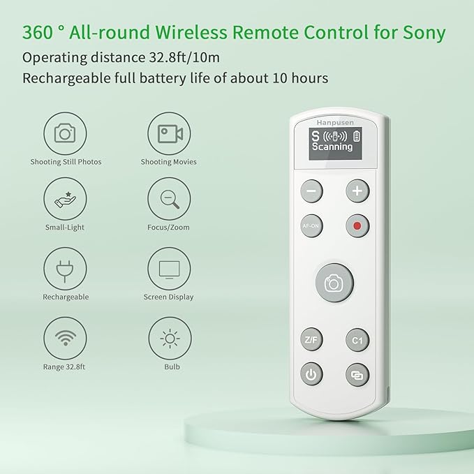 for Sony Rechargeable Wireless Remote Control - Camera Remote Shutter Release with Zoom Focus Compatible with Sony ZV-1/ZV-E10/RX0 II/A6100/A6400/A6600/A6700/A7R V/A7 IV/A7 III/A9 II/ZV-E1/ZV-1F