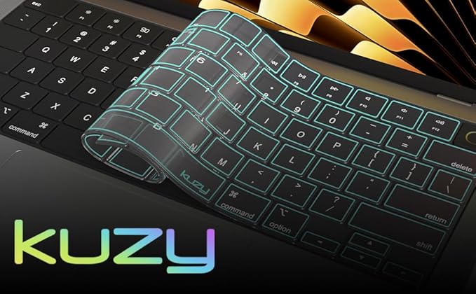 Kuzy Mint Premium MacBook Pro 14 inch Keyboard Cover M4 16" 2025 2024 2023 M3 M2 M1 Pro Max - MacBook Air 13 inch Keyboard Cover 15" M4 - A3240 A3241 A3401 A3403 A3114 A3113 - US Layout TPU, Mint
