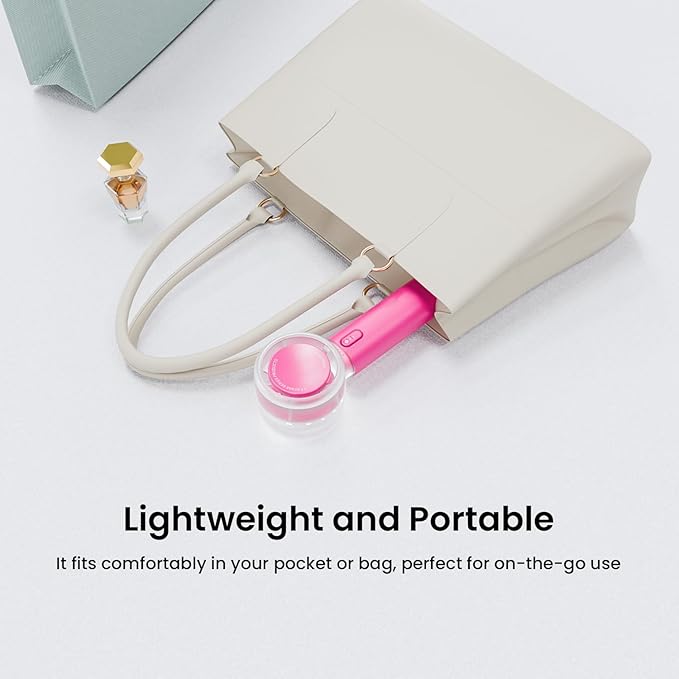 AIRMATE Portable Handheld Fan, 5 Wind Speed Adjustable, 3000mAh Battery Rechargeable, Durable Motor, 13000RPM Super Powerful Wind, Personal Turbo Hand Held Mini fan for Makeup/Travel/Outdoor (Pink)