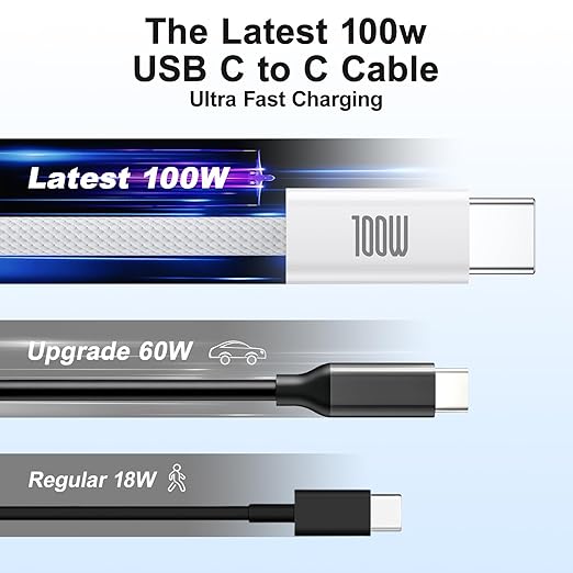 USB C Cable Fast Charging, 4 Pack 6FT USB C to USB C Cable, 100W Type C Nylon Braided Charger Cable for iPhone Air 17 16 15 Pro Max,Samsung S25/S24 Ultra,MacBook Pro/Air,iPad,Pixel,PS5,Switch