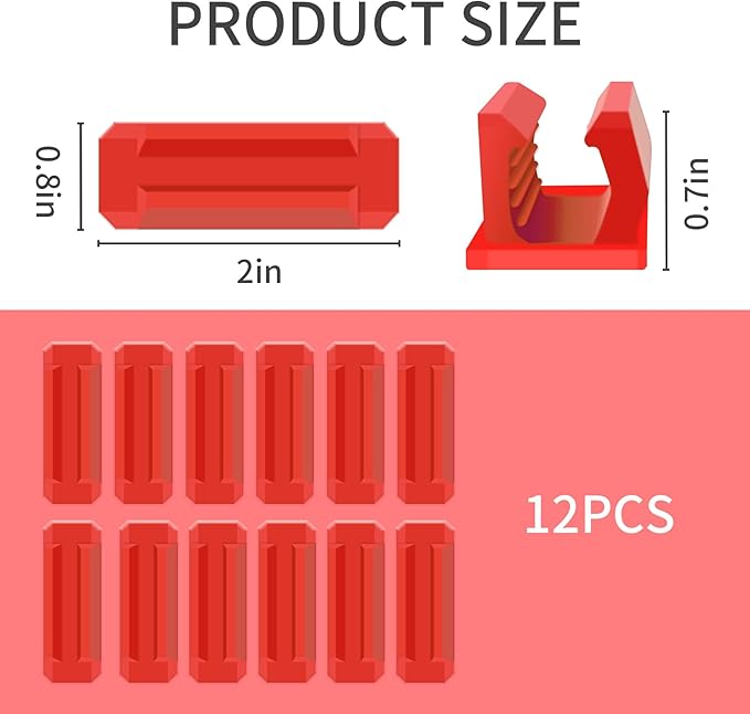 12 Pack Pen Holder for Desk, Silicone Pencil Holder with 12 Extra Adhesive Stickers, Adhesive Pen Holder & Marker Clip for Classroom Office Desk or Any Surface, Teacher Accessories Supplies (Red)