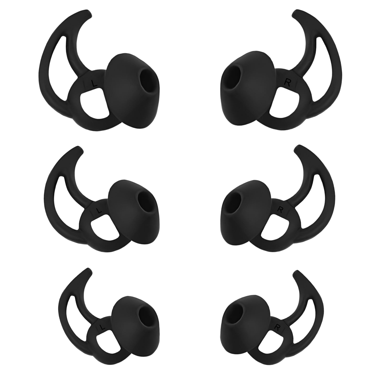 WKYMY Earbud Replacement Tips Silicone Earbud Tips Ear Bud Covers Compatible with Bose Quietcomfort and Sport Headphone Ear Tips 3 Pairs S M L Black
